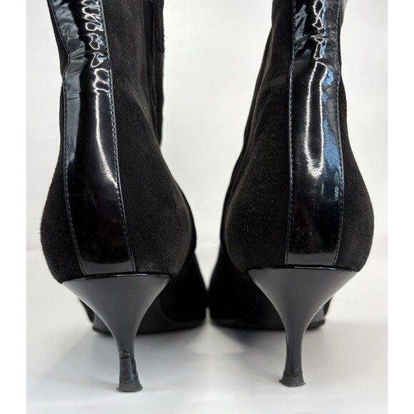 Celine Black Suede Ankle Boots w/ Patent Leather Details Y2K Sz EU 38.5C 8.5 - Picture 5 of 12